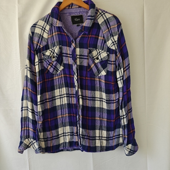 Rails Purple Red Plaid Button Up Long Sleeve Shirt Size LG women's - Picture 1 of 8